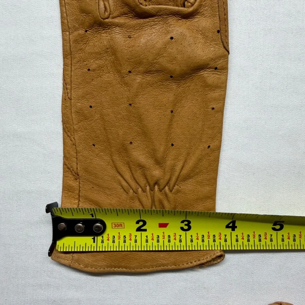 Vintage Leather Riding Driving Gloves Tan Perforated Womens XS Youth Equestrian